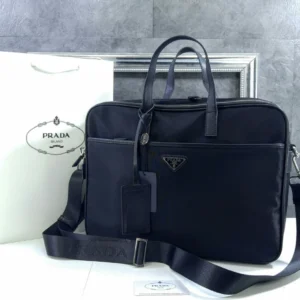 PR☆DA Re-Nylon and Saffiano leather briefcase